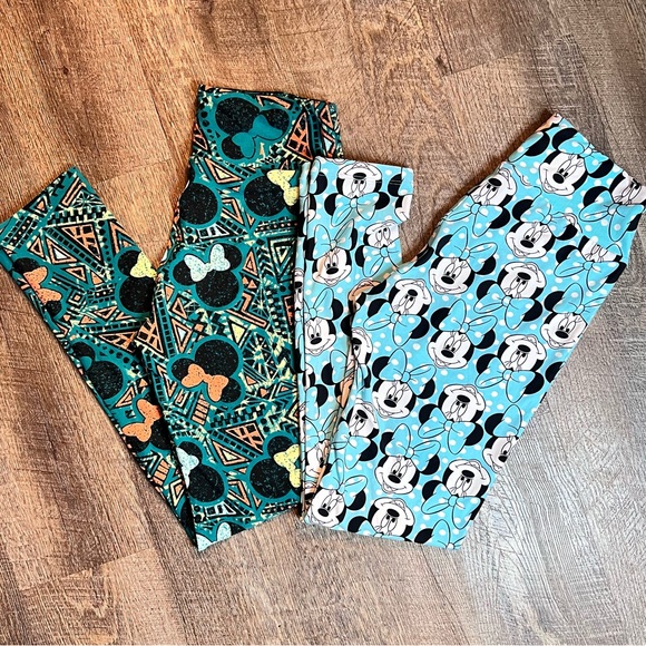 LuLaRoe Disney OS Leggings Bundle • Minnie Mouse Tribal + Teal Polka Dot - Picture 1 of 6